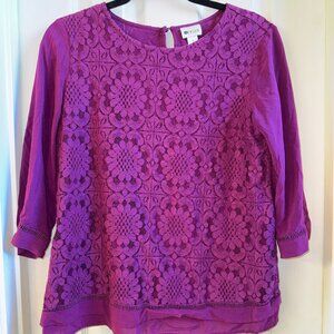 Stylus Purple ¾ sleeve blouse Women size M